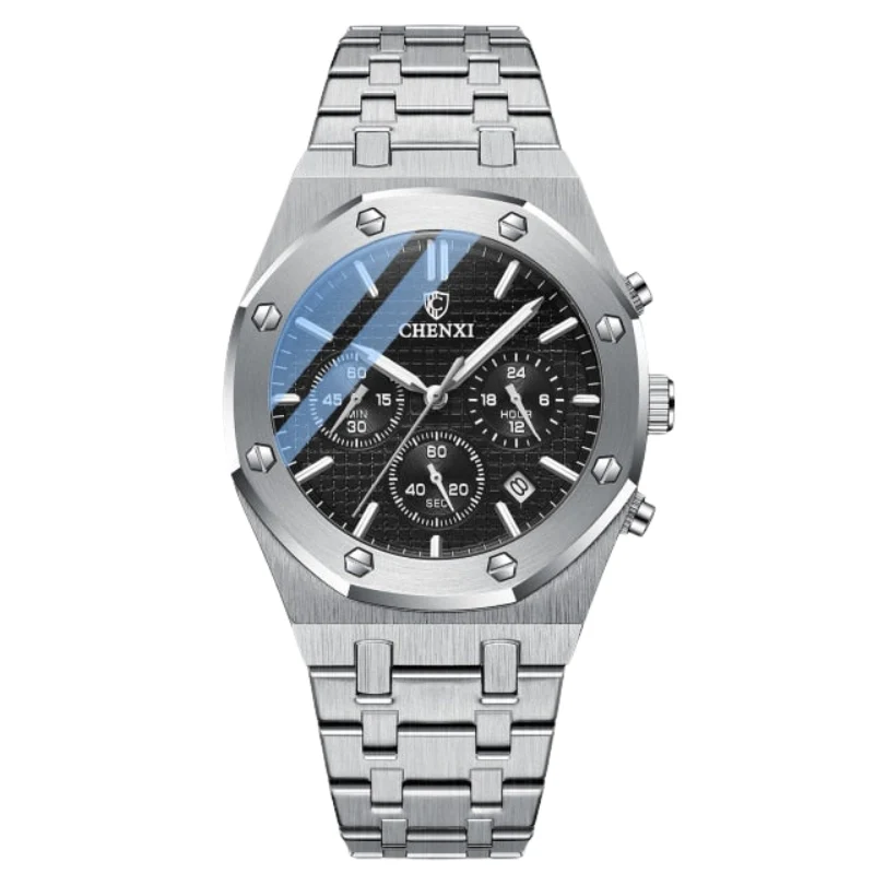 Montre à cadran rond avec bracelet en acier ajustable - Image 4