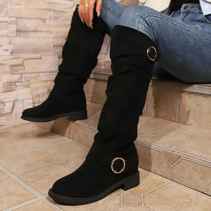 Bottes femme hauteur genou détail boucle - Image 3