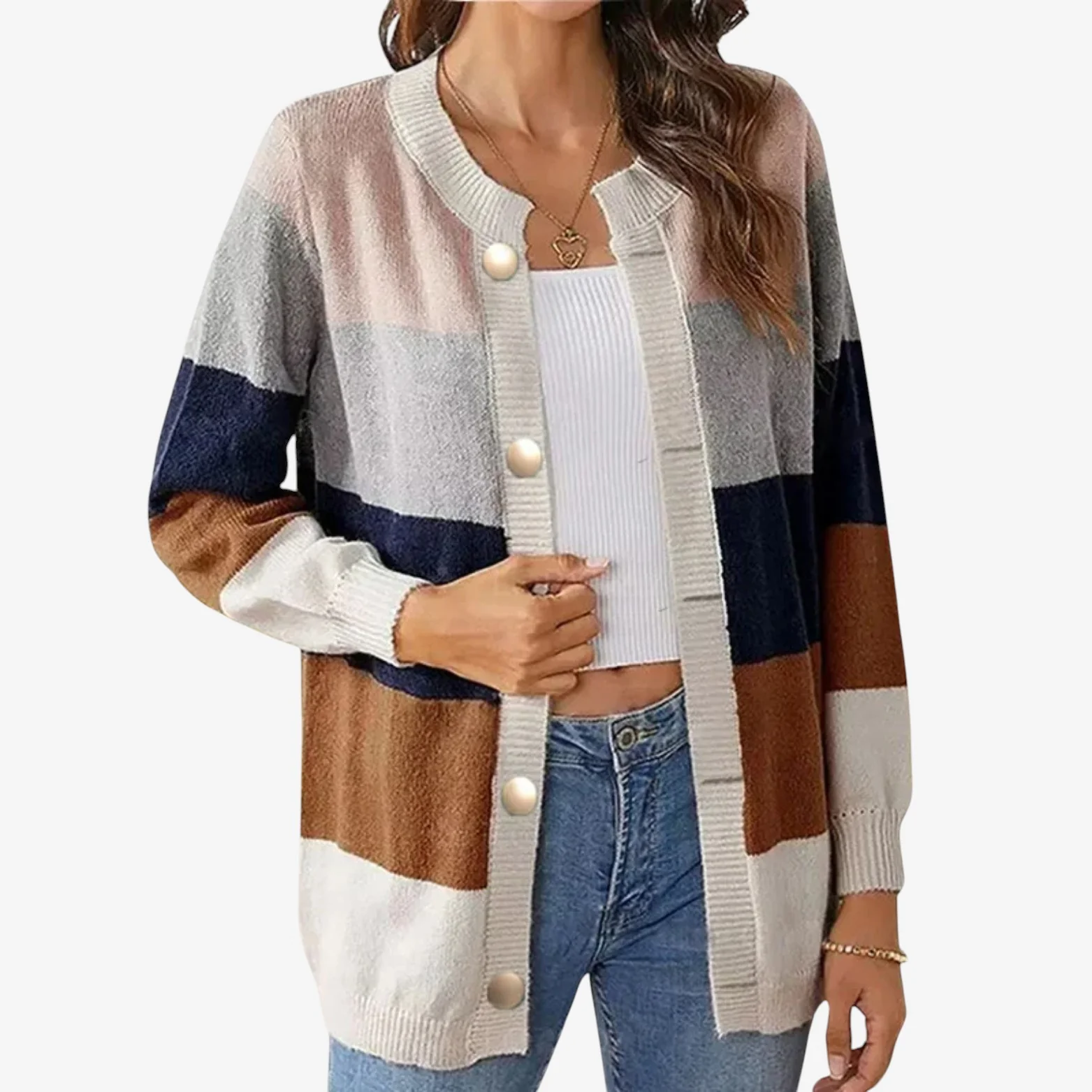 Cardigan femme imprimé Abigail col rond