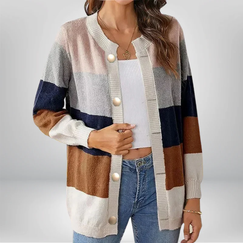 Cardigan femme imprimé Abigail col rond - Image 4