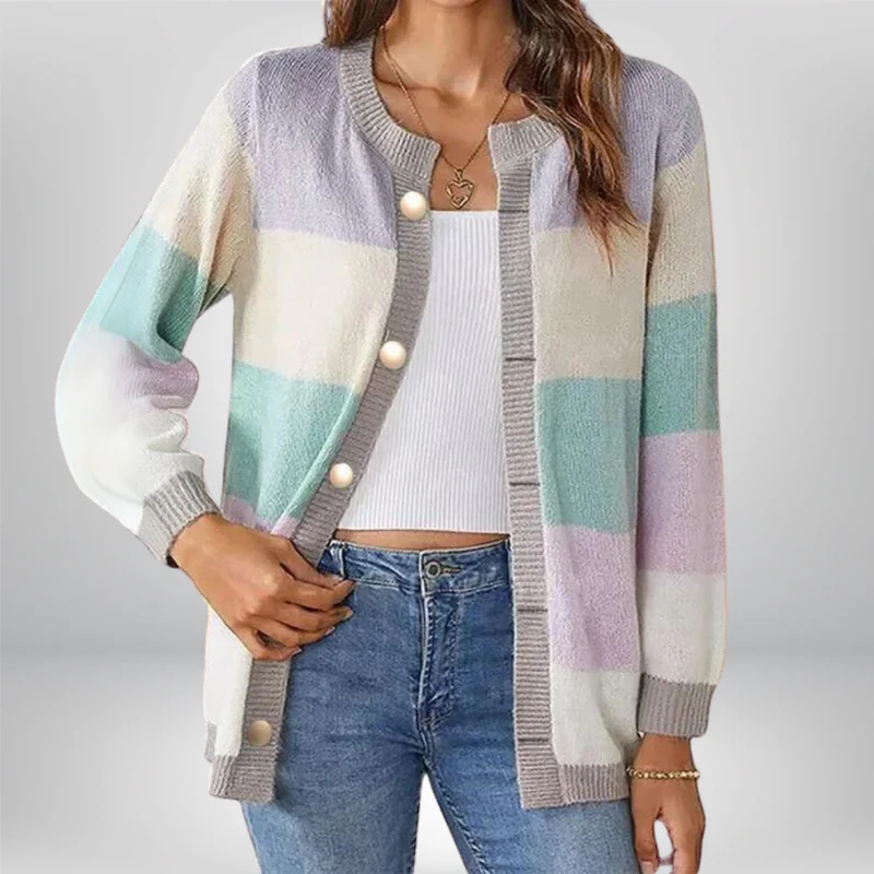Cardigan femme imprimé Abigail col rond - Image 5
