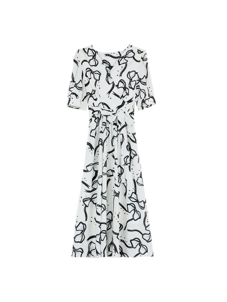 Robe longue femme portefeuille avec imprimé abstrait - Image 3