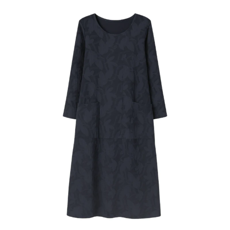 Robe à manches longues col rond avec poches latérales - Image 3