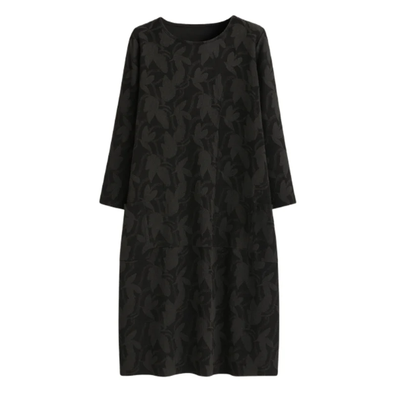 Robe à manches longues col rond avec poches latérales - Image 4