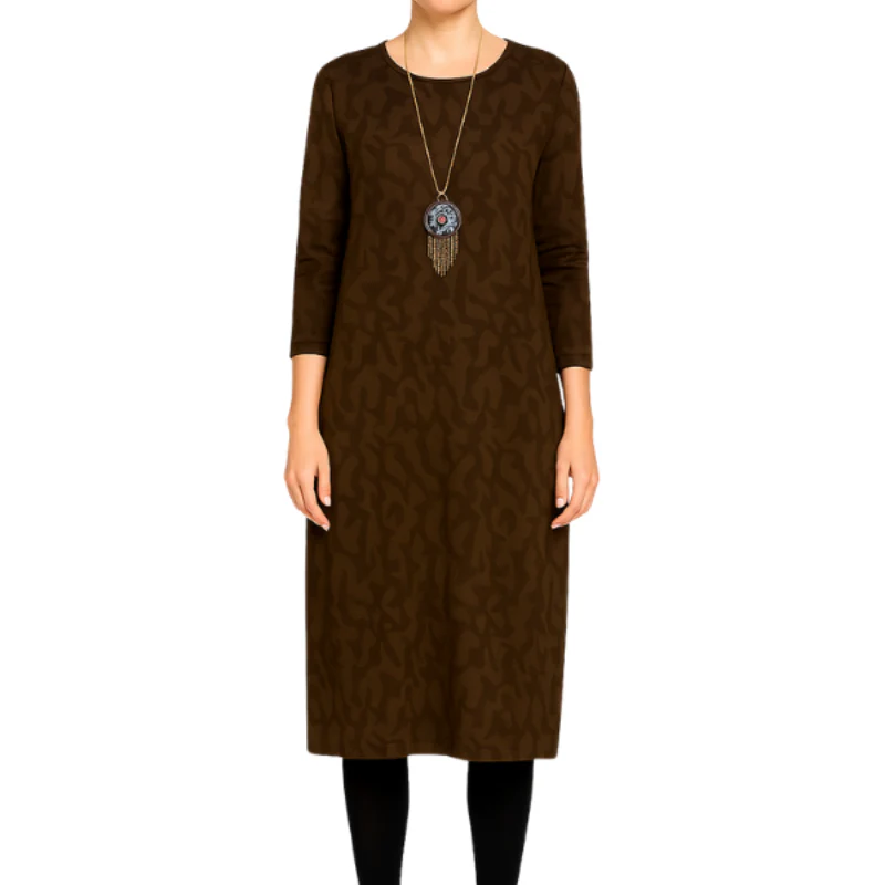 Robe à manches longues col rond avec poches latérales - Image 7