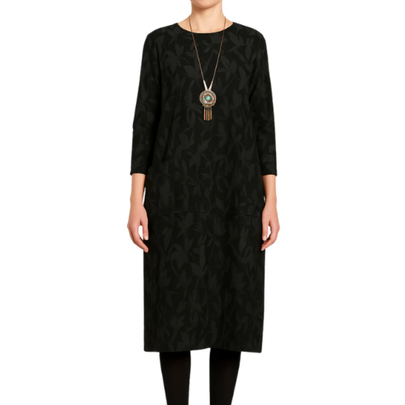 Robe à manches longues col rond avec poches latérales - Image 8