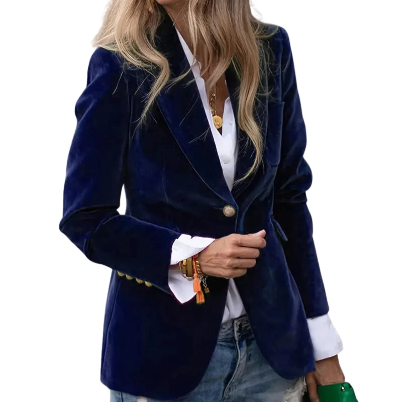 Blazer manches longues col revers avec bouton unique - Image 2