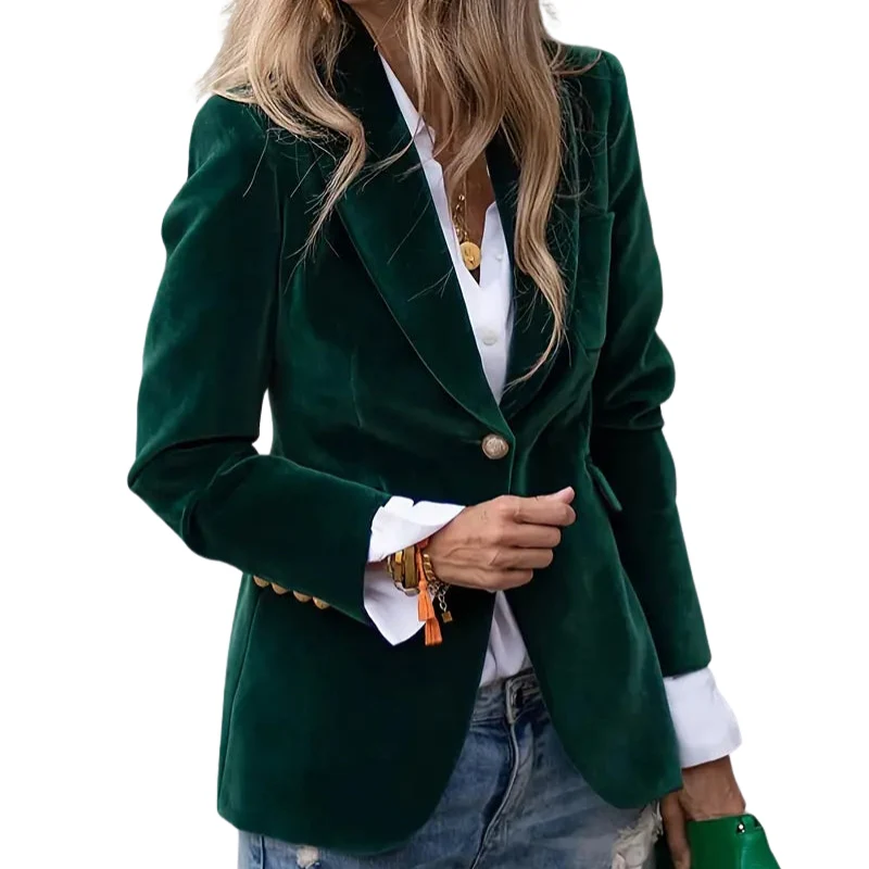 Blazer manches longues col revers avec bouton unique - Image 3