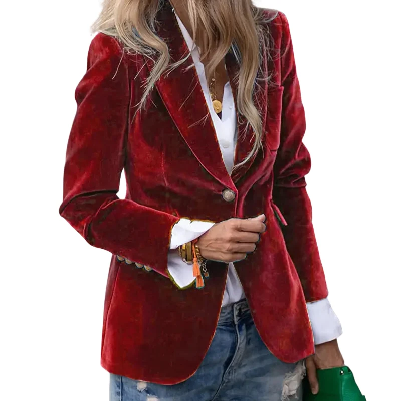 Blazer manches longues col revers avec bouton unique - Image 4