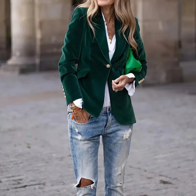 Blazer manches longues col revers avec bouton unique - Image 6