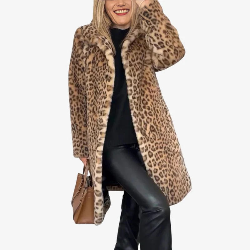 Manteau imprimé femme longueur midi à col replié - Image 4