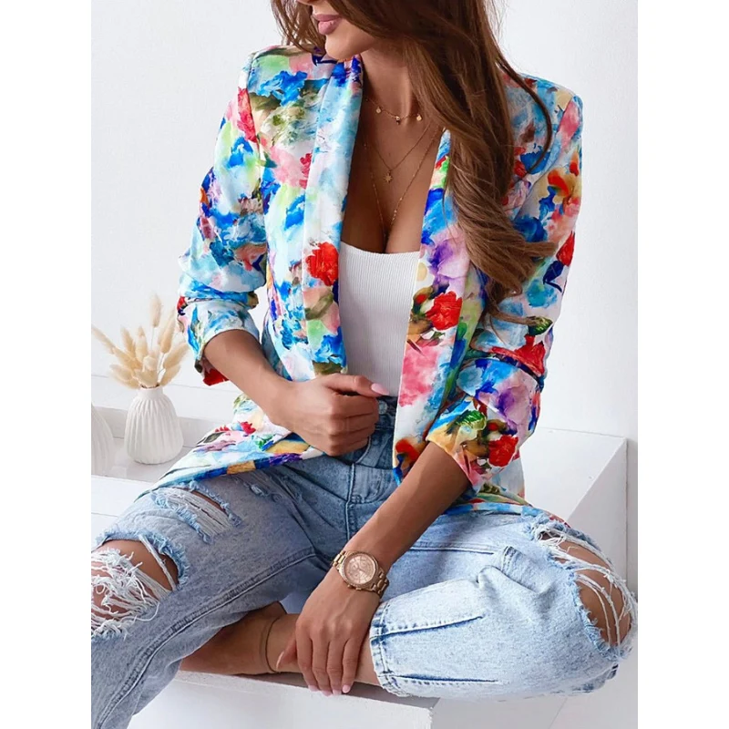 Blazer femme imprimé floral botanique - Image 4