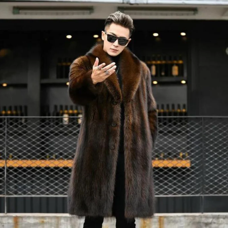 Manteau homme en fausse fourrure épaisse manches longues - Image 4