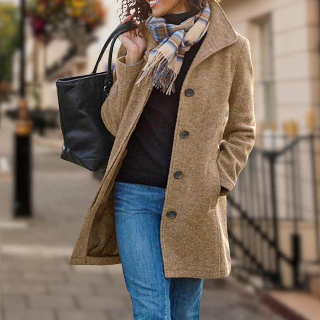 Manteau chic avec col montant et fermeture à boutons pour un style sans effort - Image 3