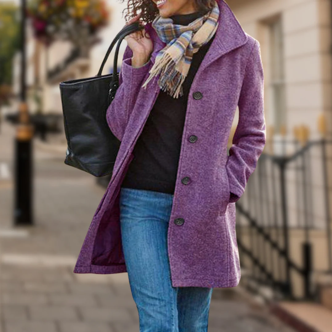 Manteau chic avec col montant et fermeture à boutons pour un style sans effort - Image 4