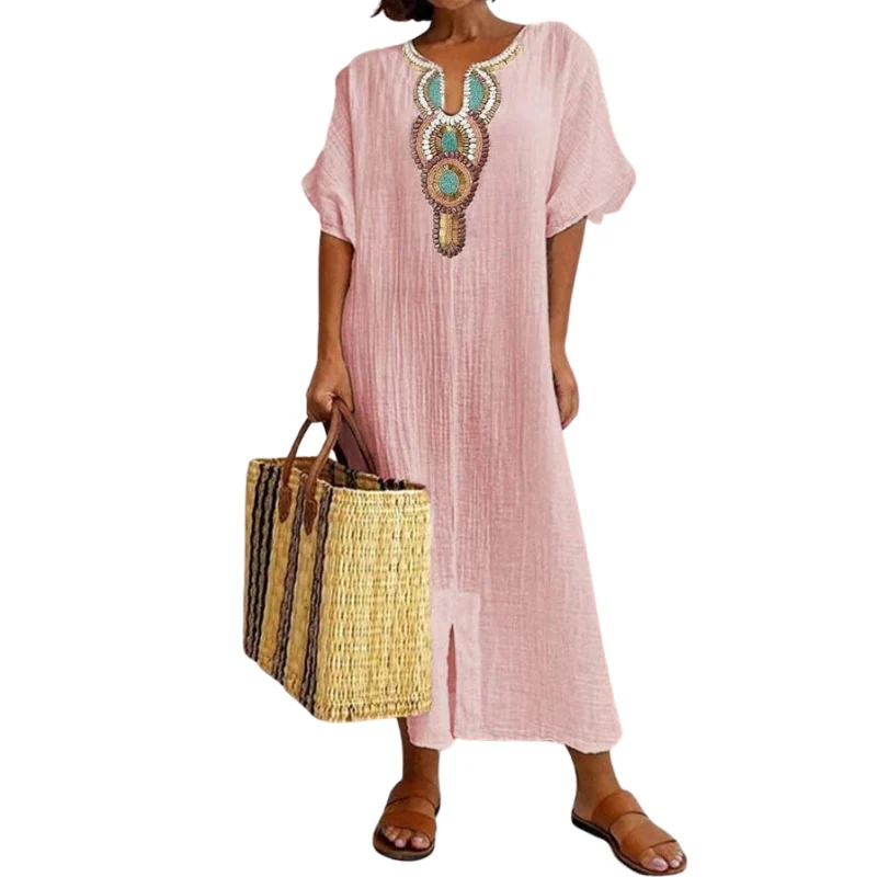 Robe à manches courtes avec coupe ample et motif imprimé - Image 2