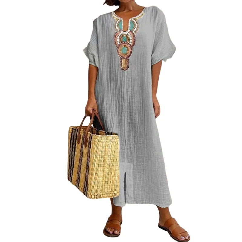 Robe à manches courtes avec coupe ample et motif imprimé - Image 3