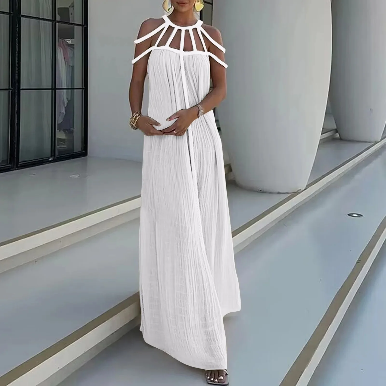 Alinta - Robe longue dos nu bretelles spaghetti - Image 2