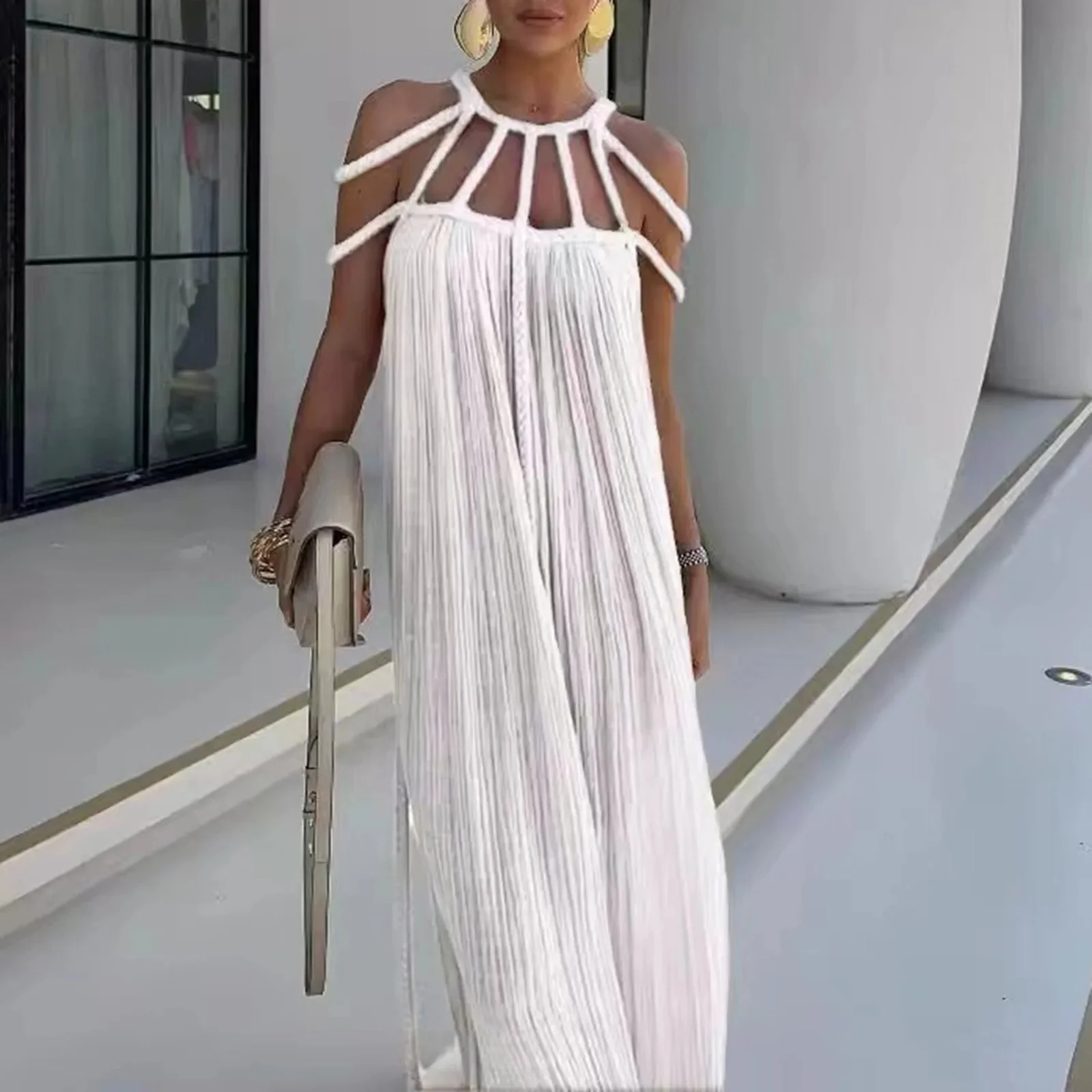 Alinta - Robe longue dos nu bretelles spaghetti - Image 5