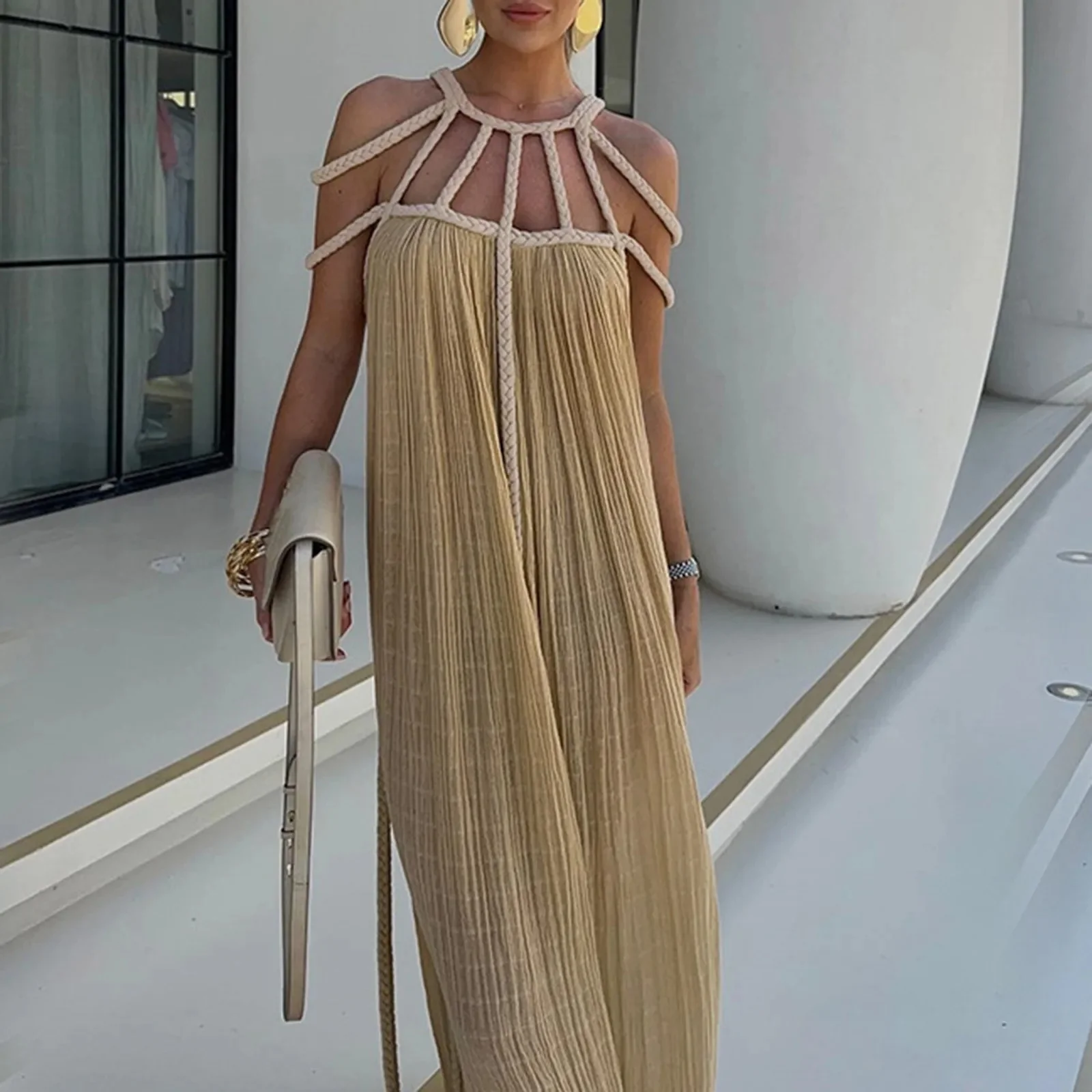 Alinta - Robe longue dos nu bretelles spaghetti - Image 7