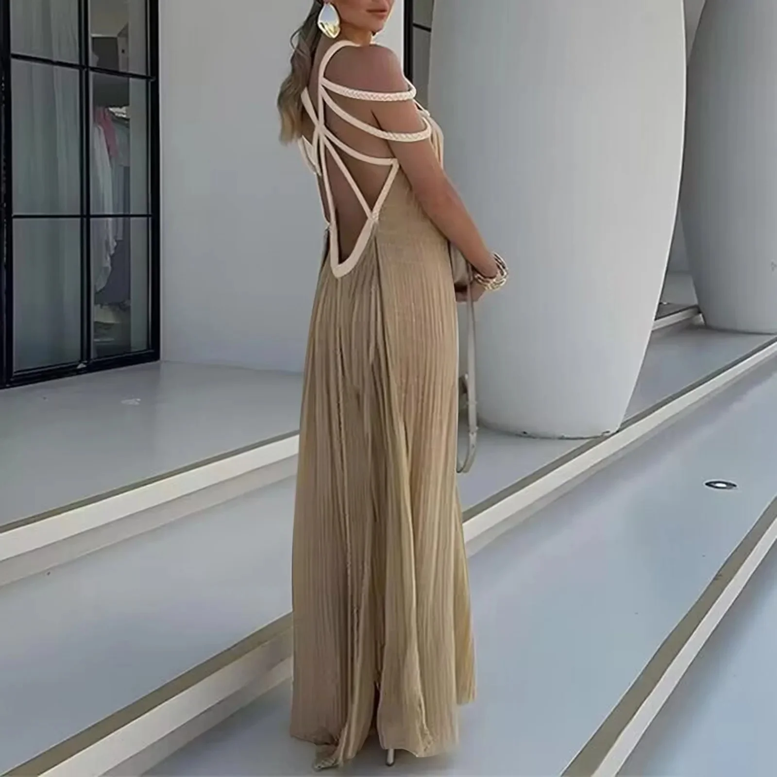 Alinta - Robe longue dos nu bretelles spaghetti - Image 8