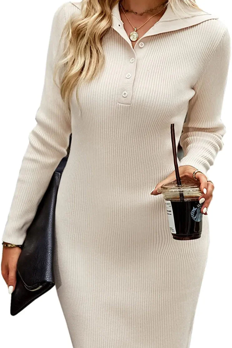Robe courte femme en tricot manches longues - Image 4