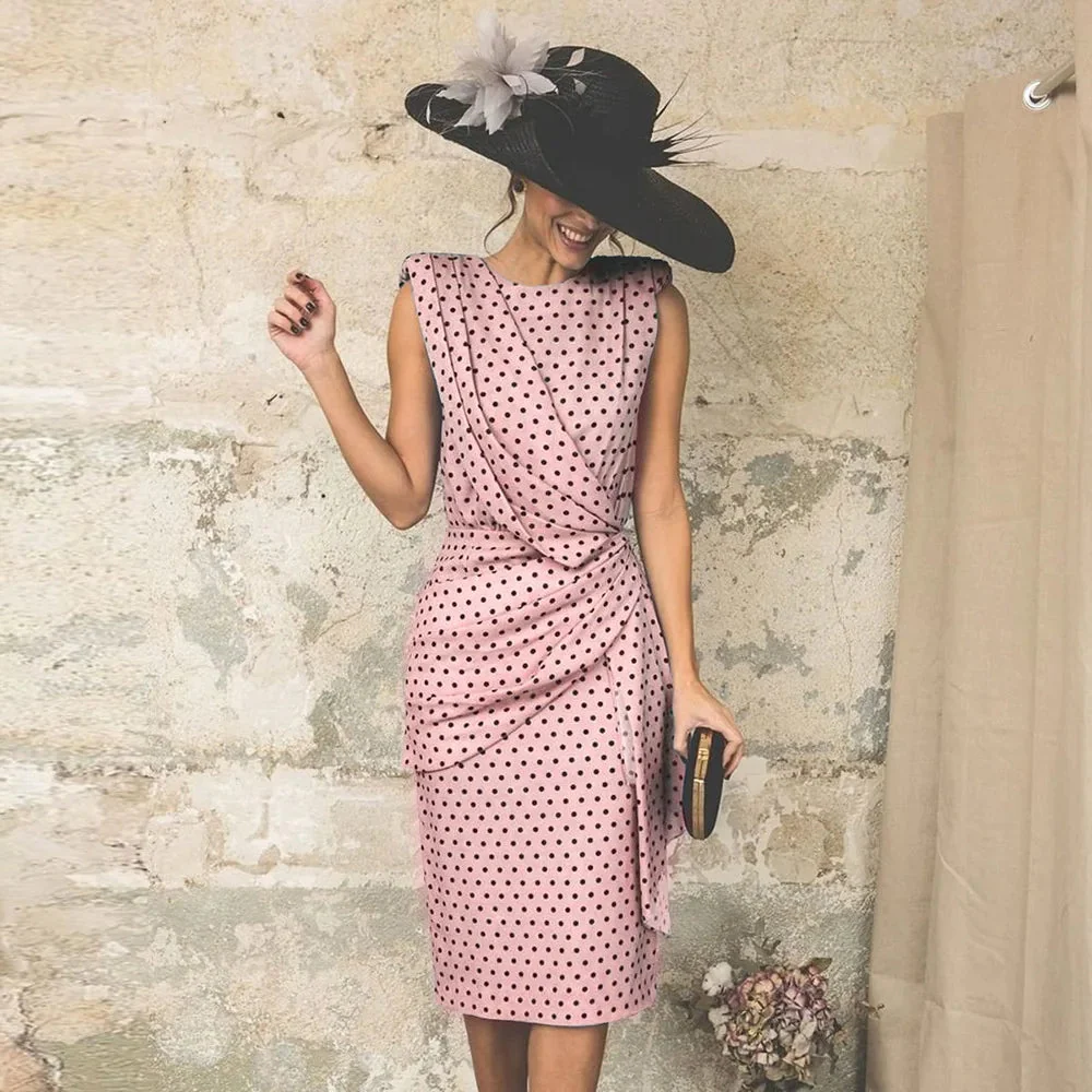 Allison - Robe slim sans manches imprimé pois vintage - Image 2