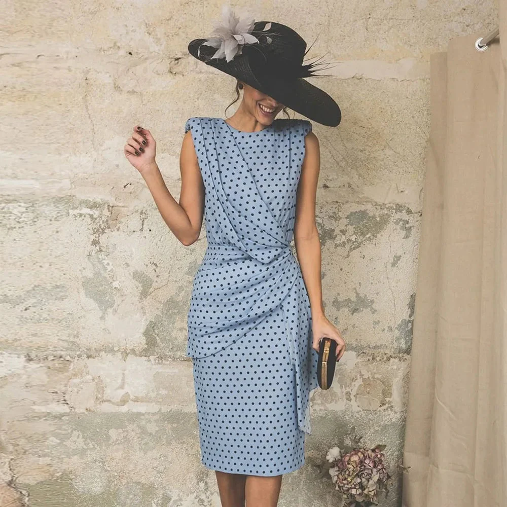 Allison - Robe slim sans manches imprimé pois vintage - Image 4