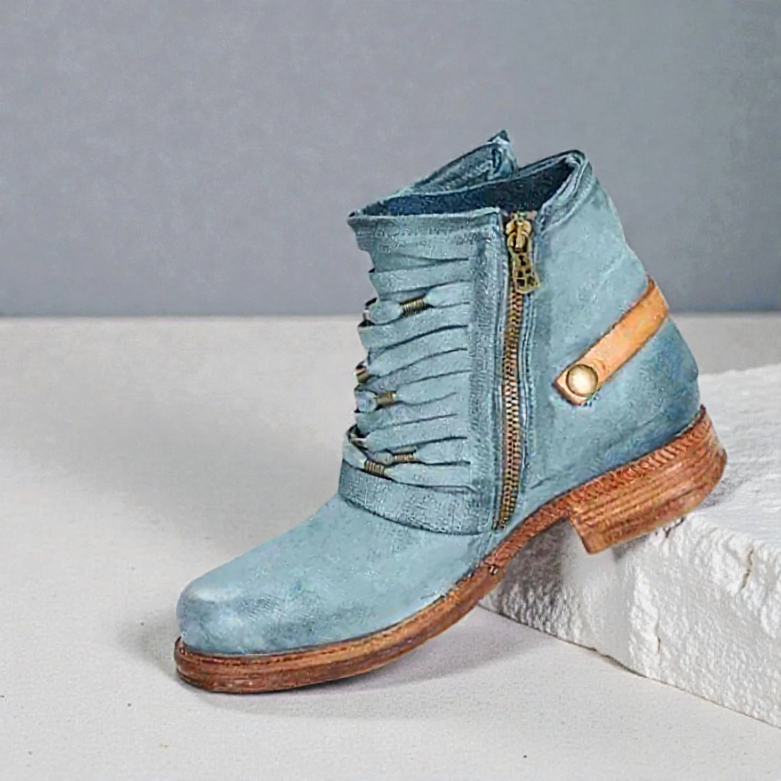 Alora – Chaussures à bout rond avec semelle antidérapante et fermeture éclair latérale - Image 4