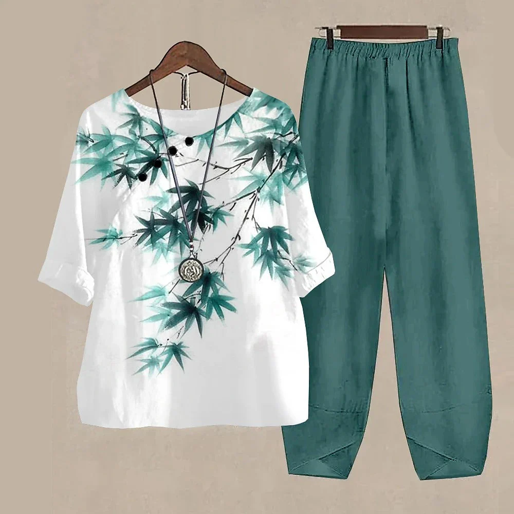 Ensemble deux pièces Alyse chemise manches courtes pantalon large - Image 2