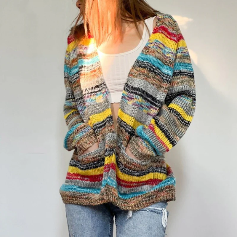 Amara – Gilet ouvert à manches longues, imprimé et poches - Image 4