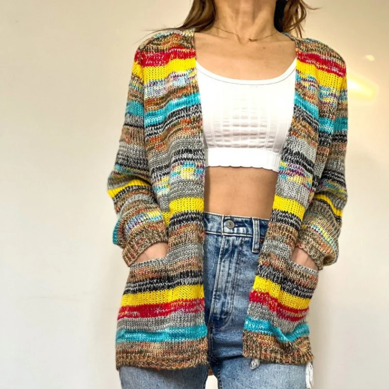 Amara – Gilet ouvert à manches longues, imprimé et poches - Image 6