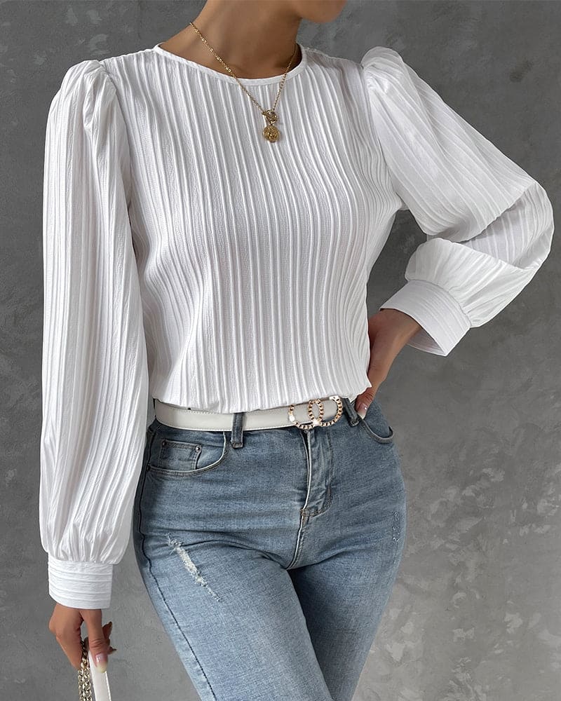 Amara - Chemise femme manches lanternes sophistiquées - Image 8