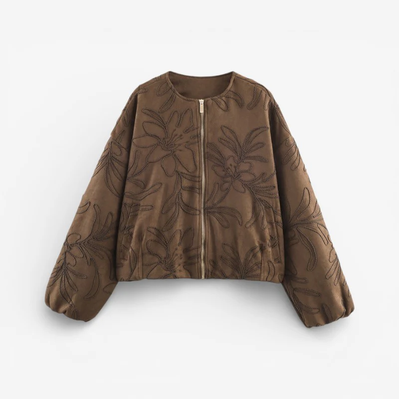 Amaya – Veste zippée à manches longues, col rond et poches