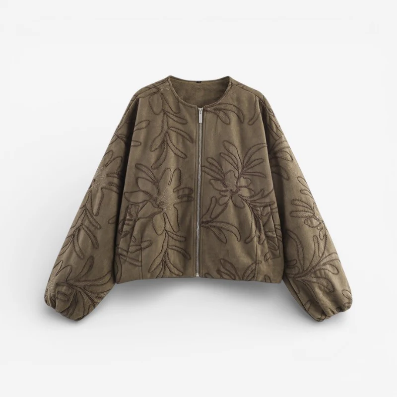Amaya – Veste zippée à manches longues, col rond et poches - Image 2