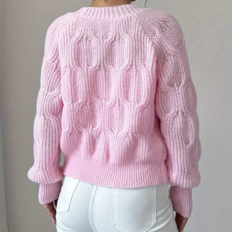 Gilet femme col V manches longues avec nœud - Image 4