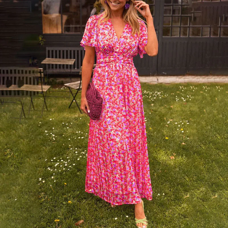 Robe longue Amelia imprimé floral col V - Image 3