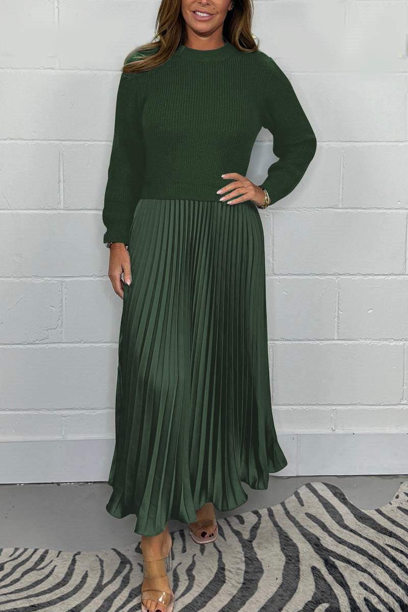 Ensemble femme pull tricoté & jupe plissée - Image 5