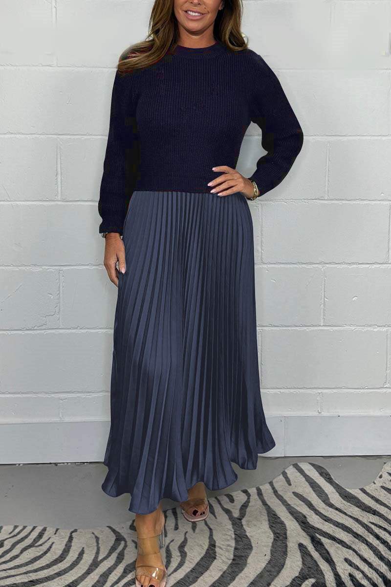 Ensemble femme pull tricoté & jupe plissée - Image 6