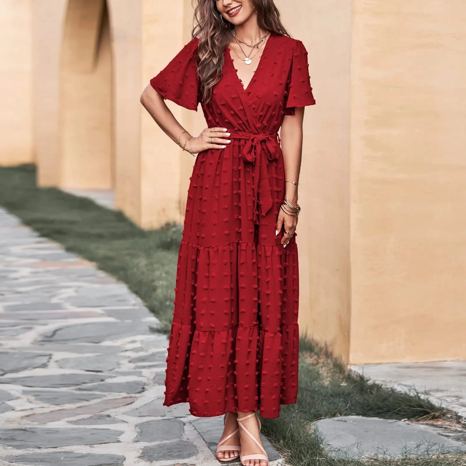 Anaya - Robe à pois suisses coupe fluide avec volants - Image 3