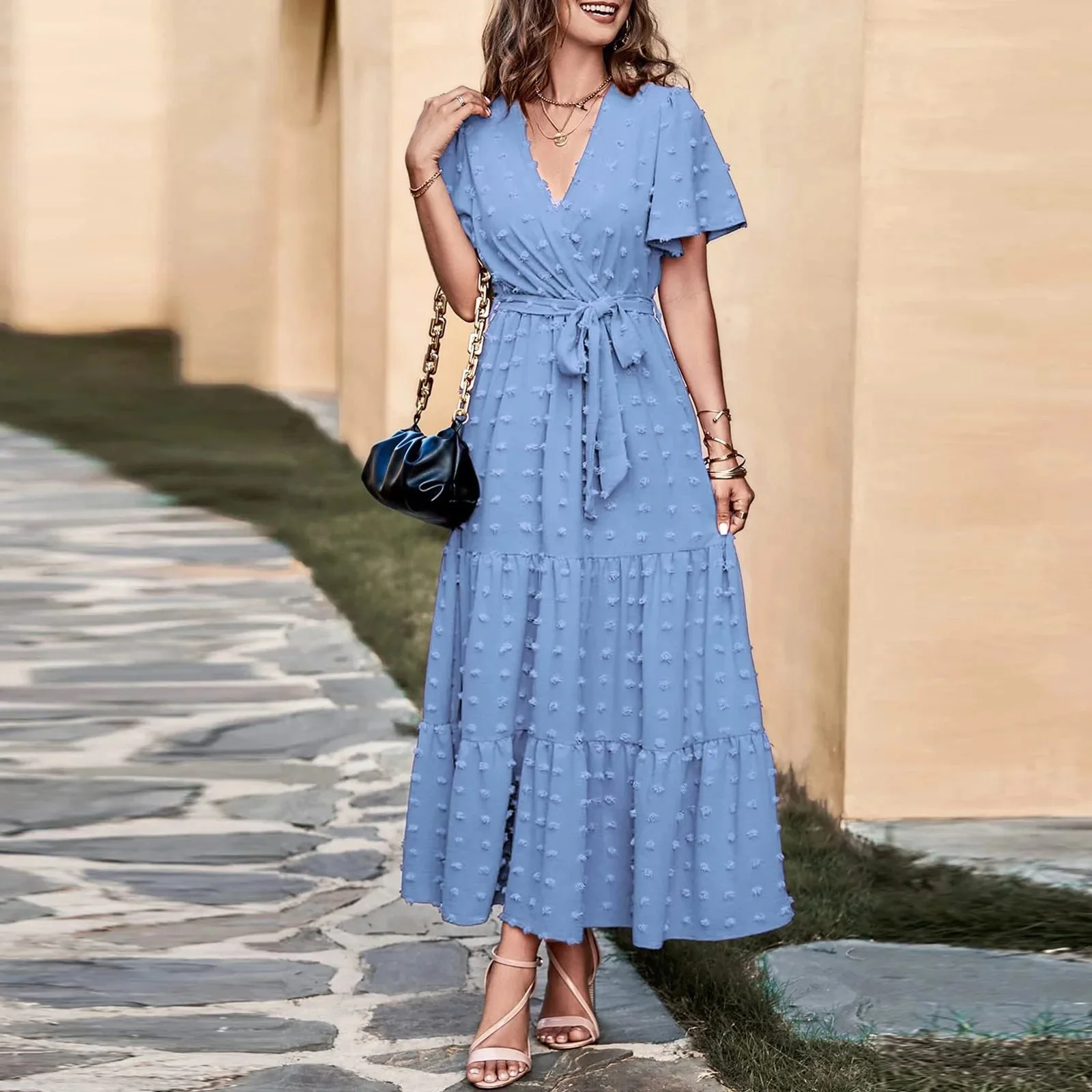 Anaya - Robe à pois suisses coupe fluide avec volants - Image 4