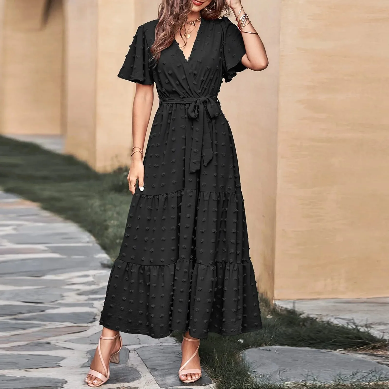 Anaya - Robe à pois suisses coupe fluide avec volants - Image 7