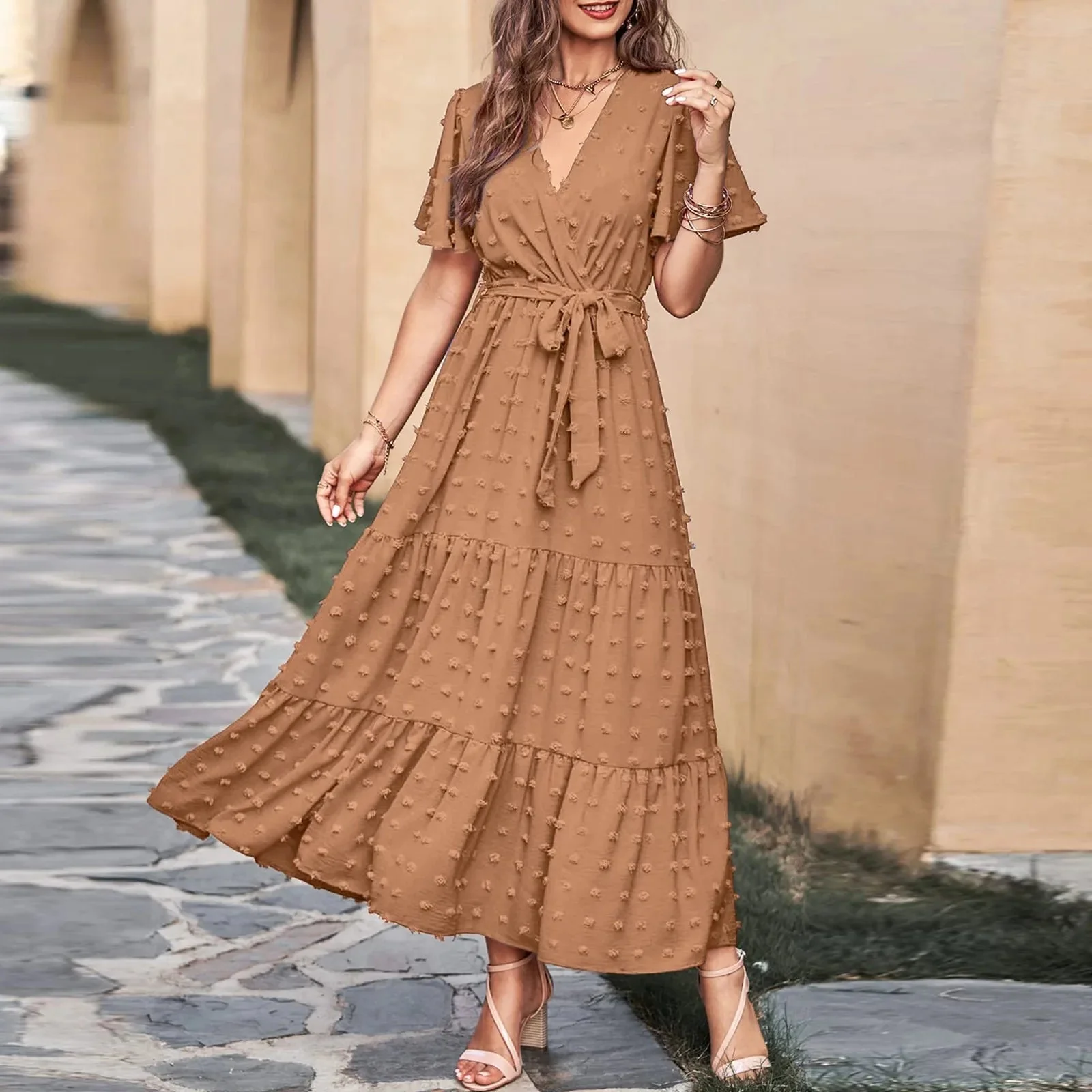 Anaya - Robe à pois suisses coupe fluide avec volants - Image 8