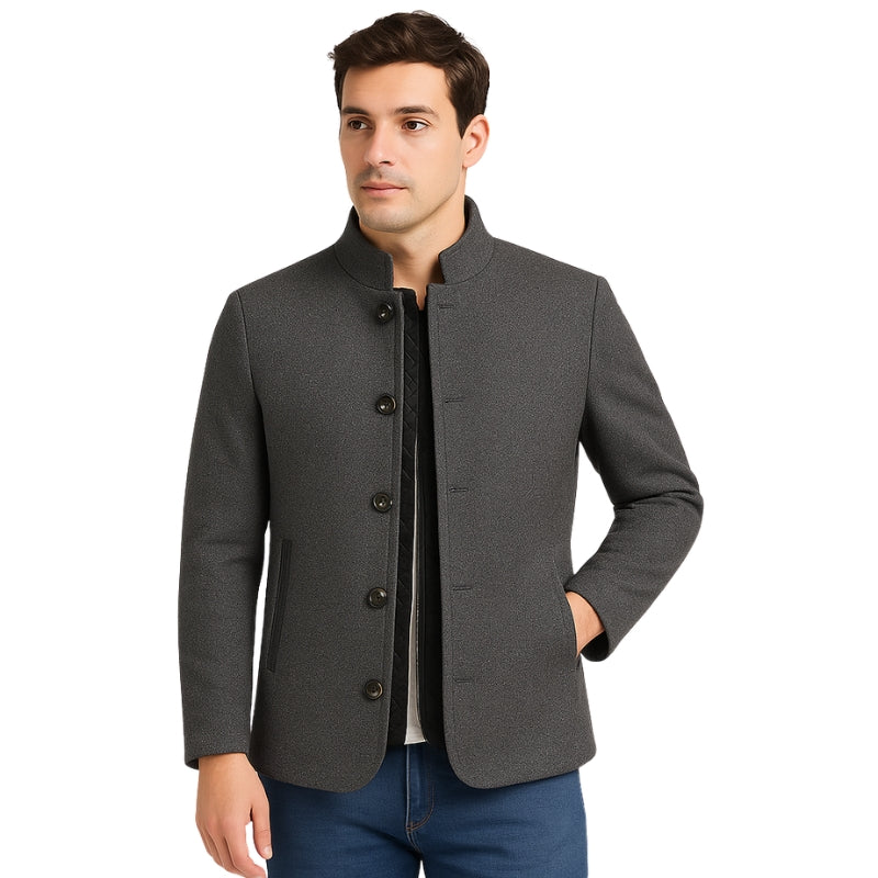 Veste à manches longues avec col montant et fermeture à boutons - Image 2