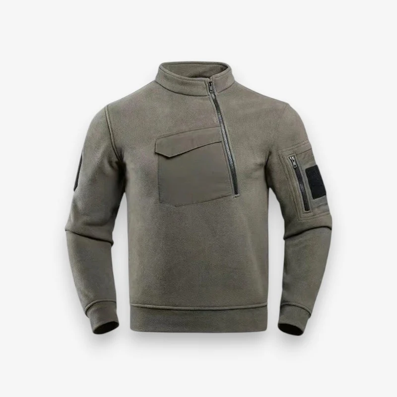 Pull à col rond manches longues avec poche zippée