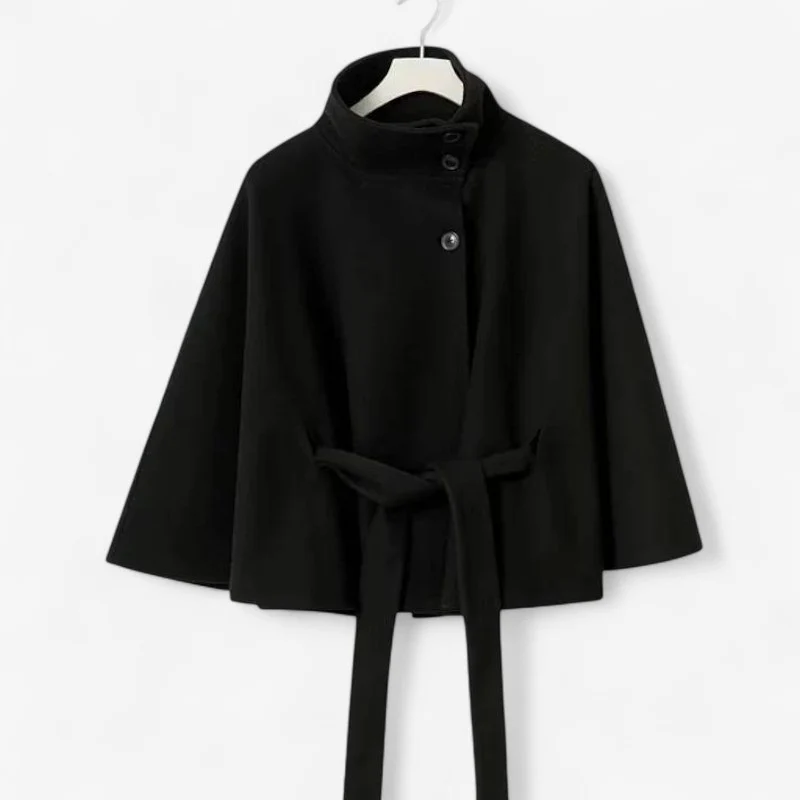 Manteau femme col montant avec manches cape
