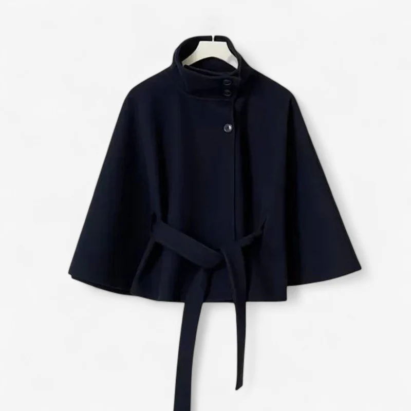 Manteau femme col montant avec manches cape - Image 4