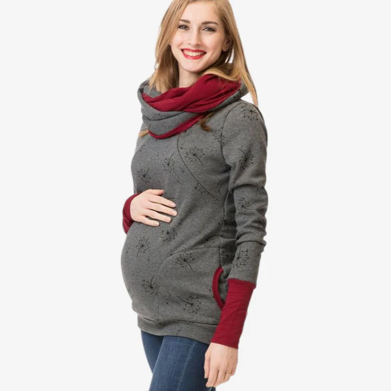 Anika – Sweat à capuche de maternité à manches longues avec poche - Image 5