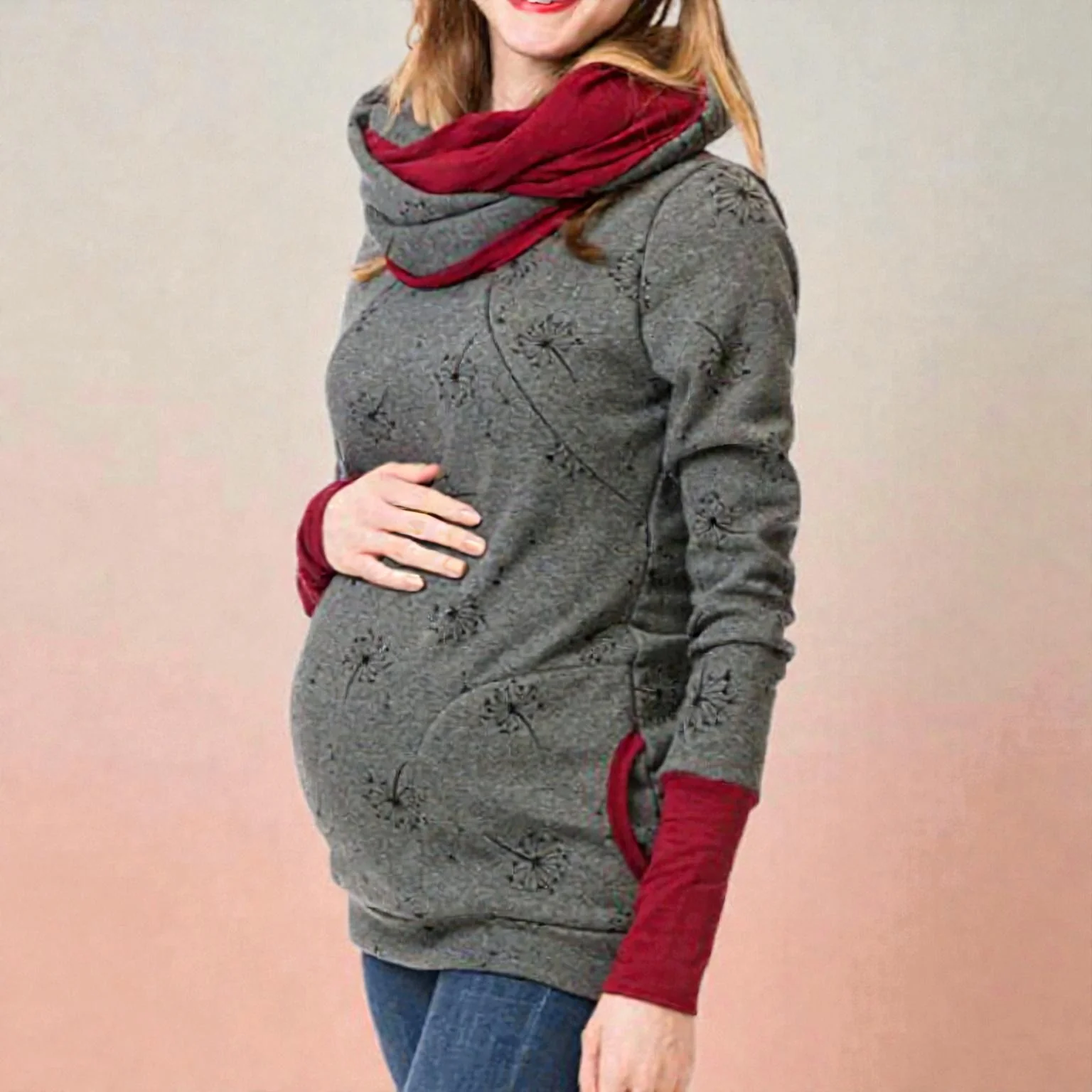 Anika – Sweat à capuche de maternité à manches longues avec poche - Image 6
