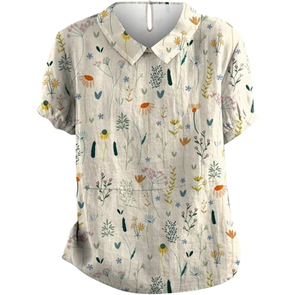 Blouse Anna à Manches Courtes et Imprimé Fleurs Sauvages - Image 4